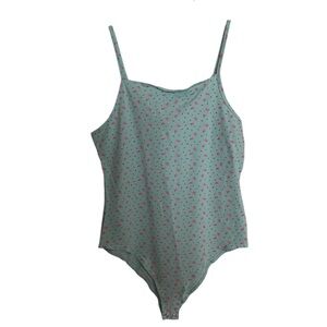 Wild Fable Blue Pink Floral Cotton Bodysuit L NWT